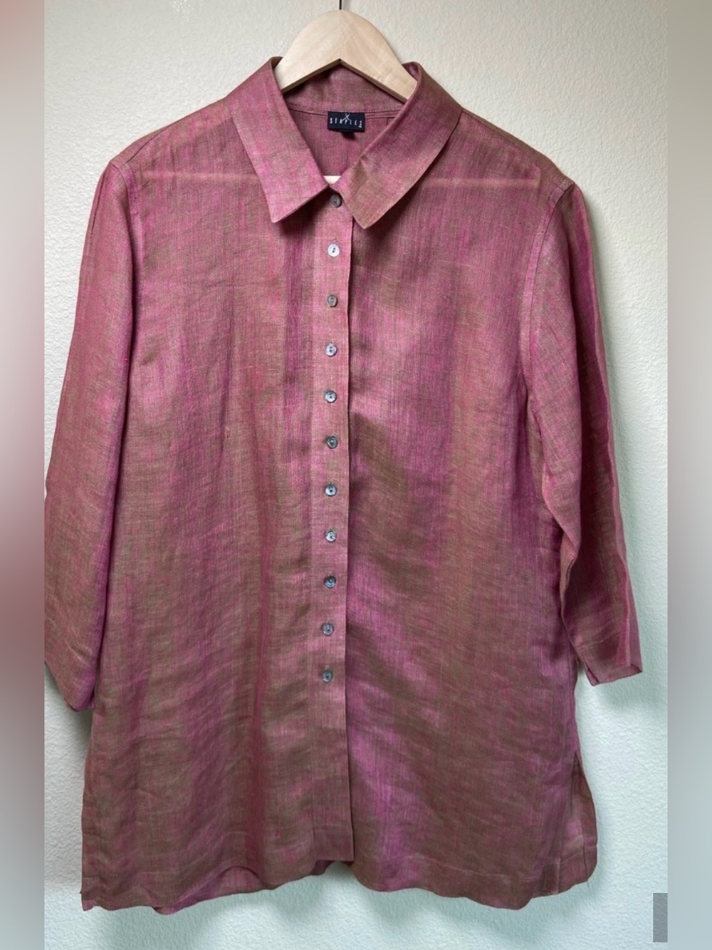 Perfect Vintage Staples button front Linen Shirt M